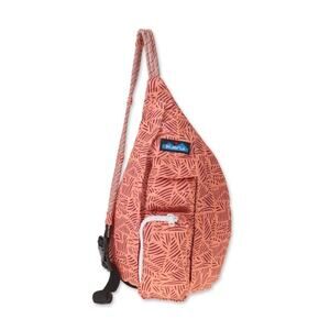 Kavu Rope Sling Bag Regular Size Crossbody Coral Black Tiger Beats Print